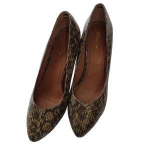 Terezinha Leather Snake Skin Embossed Look, Women's Heels, Size 9.5 M